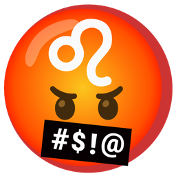 Leo and face with symbols on mouth