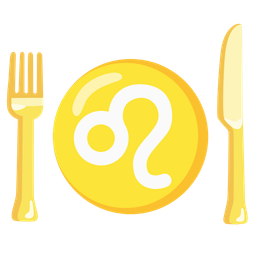 Leo and fork and knife with plate