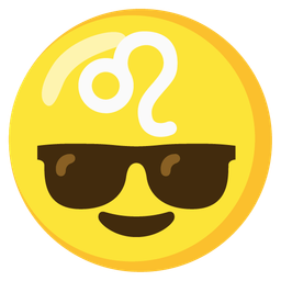 Leo and smiling face with sunglasses