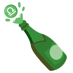 Libra and bottle with popping cork