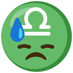 Libra and downcast face with sweat