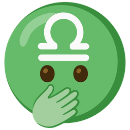 Libra and face with open eyes and hand over mouth