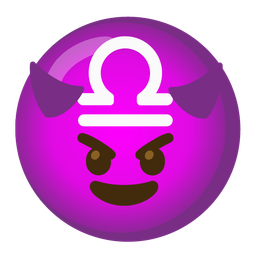 Libra and smiling face with horns