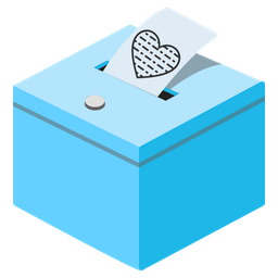light blue heart and ballot box with ballot