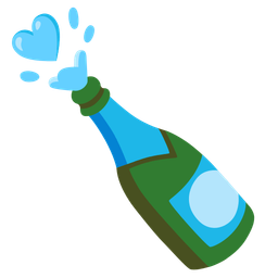 light blue heart and bottle with popping cork