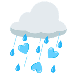 light blue heart and cloud with rain