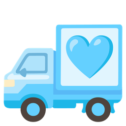 light blue heart and delivery truck