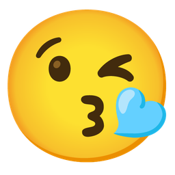 Light blue heart and Face blowing a kiss