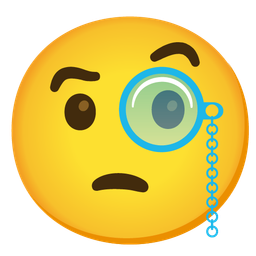 Light blue heart and Face with monocle