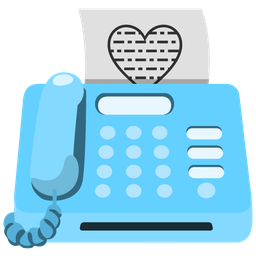light blue heart and fax machine