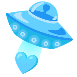 light blue heart and flying saucer