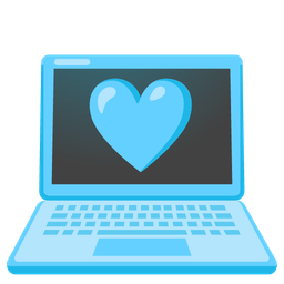 light blue heart and laptop
