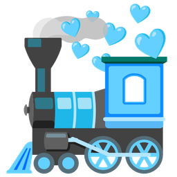 light blue heart and locomotive