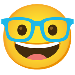 Light blue heart and Nerd face