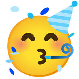 Light blue heart and Partying face