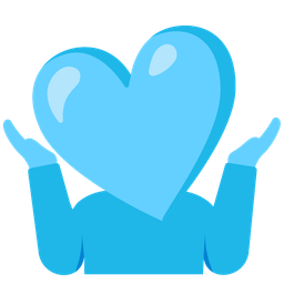 light blue heart and person shrugging