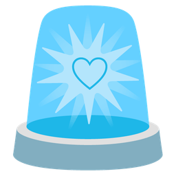 light blue heart and police car light