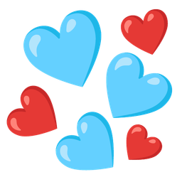 light blue heart and red heart