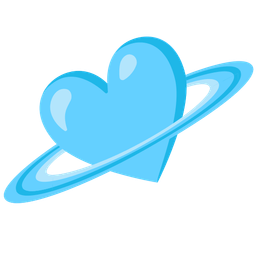 light blue heart and ringed planet