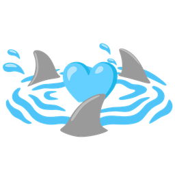 light blue heart and shark