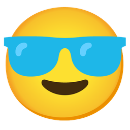 light blue heart and smiling face with sunglasses