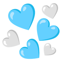 light blue heart and white heart