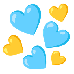 light blue heart and yellow heart