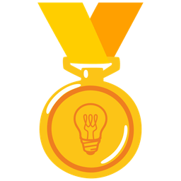 Light bulb and 1st place medal