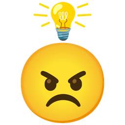 light bulb and angry face