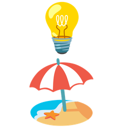Light bulb and Beach with umbrella