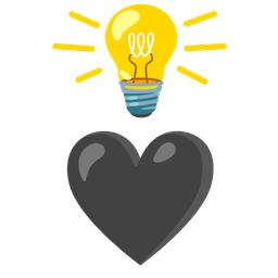 light bulb and black heart