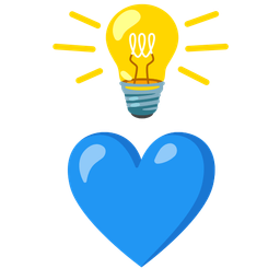 light bulb and blue heart
