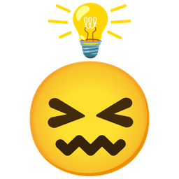 light bulb and confounded face