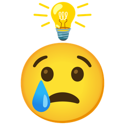 light bulb and crying face