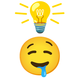 light bulb and drooling face