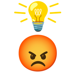 light bulb and enraged face