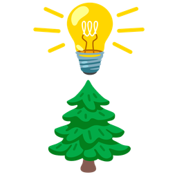 light bulb and evergreen tree