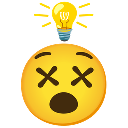 light bulb and face with crossed-out eyes