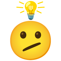 light bulb and face with diagonal mouth