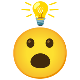 light bulb and face with open mouth