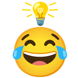 Light bulb and Face with tears of joy