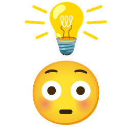 light bulb and flushed face