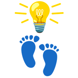 light bulb and footprints
