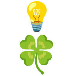 light bulb and four leaf clover