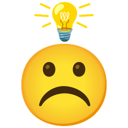 light bulb and frowning face