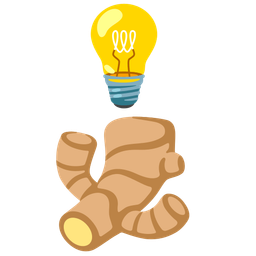 Light bulb and Ginger root