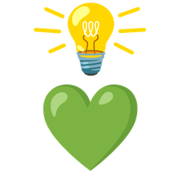 light bulb and green heart
