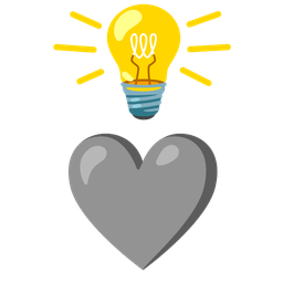 light bulb and grey heart