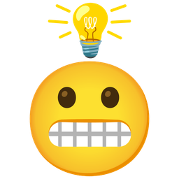 light bulb and grimacing face