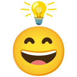 Light bulb and Grinning face with smiling eyes